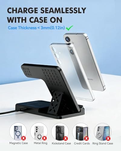 3-in-1 Charging Station for Samsung, Foldable Wireless Charger Stand - Thumbnail 3