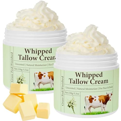 mkzea Beef Tallow for Skin, Beef Tallow, Grass Fed Beef Tallow, Whipped Beef Tallow for Face Moisturizer for All Purpose Tallow Balm, 2 packs - Image 1