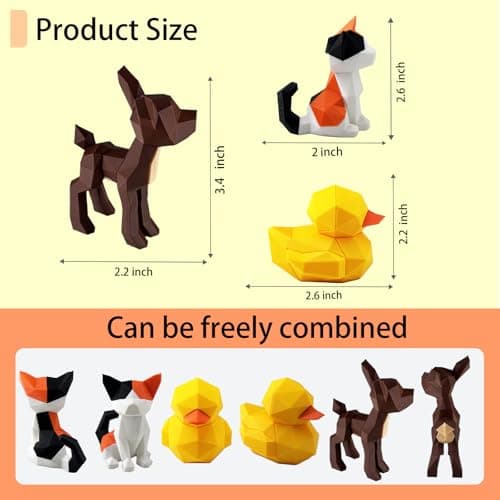 3D Magnetic Puzzle,Magnetic Animal Puzzle Toys for Adult,3PCS Cat,Deer,Duck Model Collectible Novelty Desk Decor Toy - Thumbnail 5