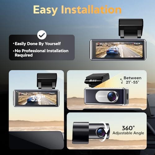 Csyibeielec Dash Cam Front and Rear - 4K HD Dual Dash Camera for Cars, Built-in 5G WiFi GPS, 64GB Card, Dashcam with 3.2" IPS Screen, UHD Night Vision, HDR, App Control, 24H Parking Monitor - Thumbnail 3