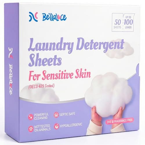 BellaLuce Sensitive Skin Laundry Detergent Sheets, 100 Loads (50 Count) - Hypoallergenic & Fragrance Free Washing Strips, Gentle for Baby, Travel & Dorm Essentials - Image 1