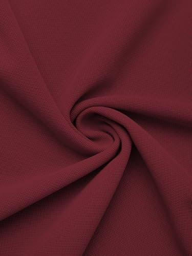 Promen polo Men's Classic Long Sleeve Polo Shirts Casual Lightweight Solid Golf Shirts with Pocket Wine Red L - Thumbnail 5