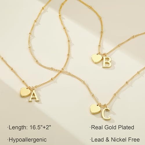 Ritach Initial Necklaces for Women Trendy - Gold Necklace for Women Gifts for Girls Initial Necklace Letter M Heart Necklace for Girls Jewelry for Teen Girl Gifts - Thumbnail 6