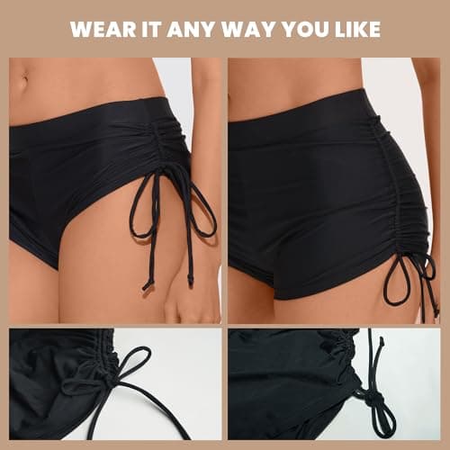 La LiVita Leakproof Menstrual Period Swimwear Tummy Control Drawstring Period Boxers Incontinence Waterproof Swim Shorts for Women Girls Teens Black L - Thumbnail 5