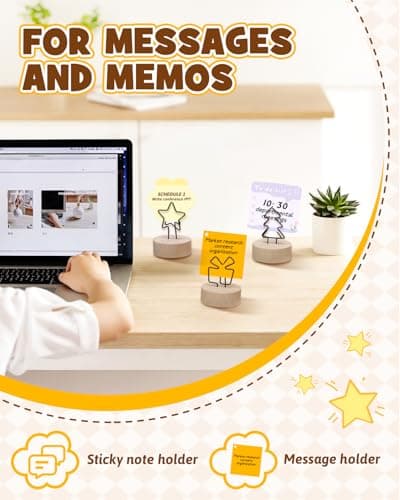 12 Pack Wooden Table Number Holders, Rustic Place Card Holders with Metal Star & Tree Clips, Photo Memo Note Stands for Wedding Reception, Party Decoration, Buffet Signs, Home Office Desk Accessories - Thumbnail 6