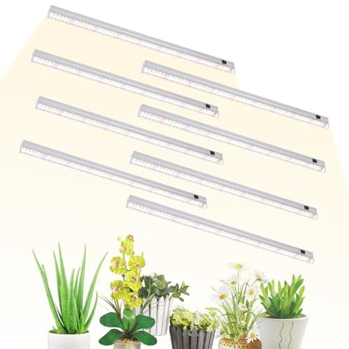 DingChen T5 Grow Lights, 2FT 120W (8×15W, 1000W Equivalent), Full Spectrum Grow Lights for Indoor Plants, 4000K, Plug and Play, Easy to Install, for Greenhouse & Plant Shelves (8 Pack) - Image 1