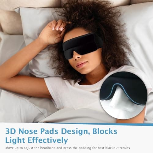 Sleep Mask, Light Blocking Design Night Blindfold for Sleeping, Memory Foam Eye Cups for Women and Men, Sleep Eye Mask for Side Sleeper, Blindfold for Travel, Nap, Yoga, Black - Thumbnail 4