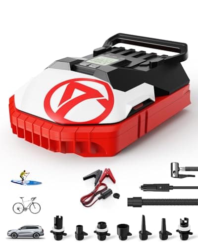 GICLE Electric Air Pump for Inflatable, 60PSI Car Tire Pump for Paddle Board of Inflation and Deflation with 12V DC Car Connector and Portable Boat, Kayak Accessories(DC12V 22PSI)