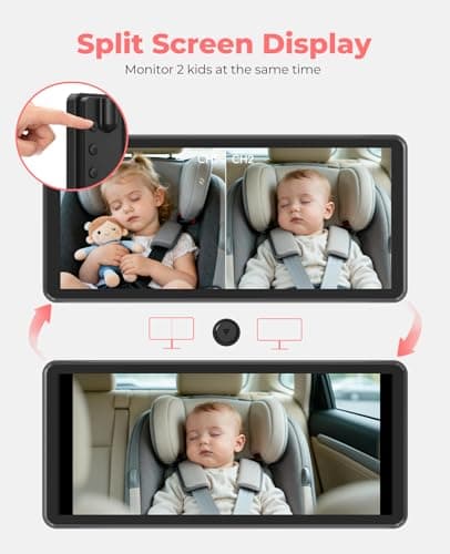 LUCKVIEW BM5PRO 7.2" Dual Camera Baby Monitor, 1080P HD Display for 2 Kids, Night Vision, Easy Install Car Baby Monitor, Ideal Gift, Rear Seat Safety for Babies & Pets - Thumbnail 2