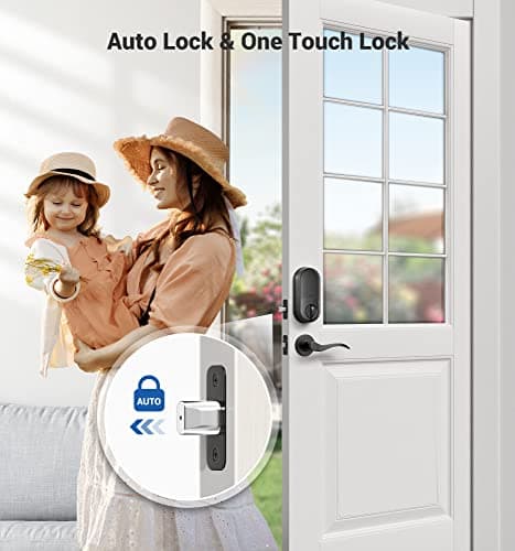 Veise RZ07 Fingerprint Smart Door Lock Deadbolt, App Control, Matte Black - Thumbnail 3