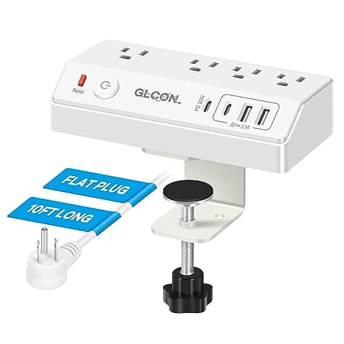 Desk Clamp Power Strip USB C - Charging Station for Multiple Devices - Multi Plug Outlet Extender - Desktop Mount Surge Protector with 4 Outlets 4 USB Ports for Phone, Tablet, Computer - Image 1