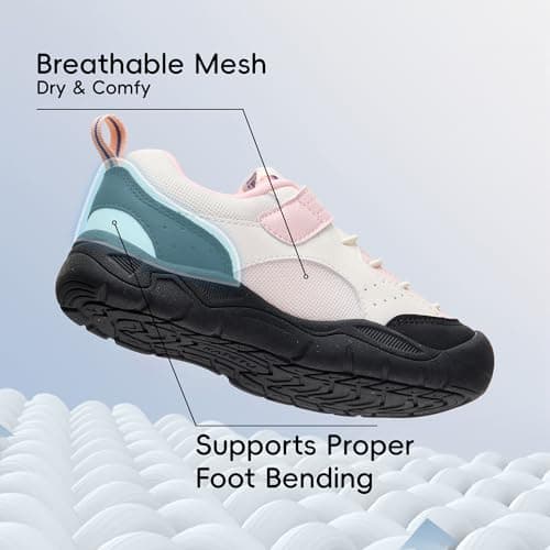 KATETU Wide Toe Box Shoes Kids Baby Girls Boys Hiking Shoes Walking Breathable Lightweight Non-Slip Running Tennis Outdoor Sneakers Pink Black US 1 Little Kid 1Y - Thumbnail 4