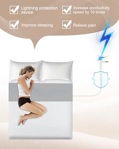 Grounding Sheets,Grounding Mat for Bed 10% Pure Silver Fiber+90% Organic Cotton,with 15Ft Grounding Cord,Fixed Clips,Test Pen,104 * 23.6inch Suitable for All Mattress Sizes(Grey) - Thumbnail 2