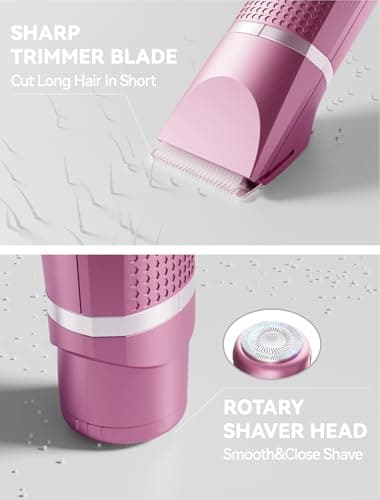 Pubic Hair Trimmer for Women-Unibono Bikini Trimmer, Replaceable 3-in-1 Electric Razors for Women, Electric Shaver in Poweverful Motor, Waterproof Personal Trimmer for Body Hair (Rose Red, RR-1) - Thumbnail 4