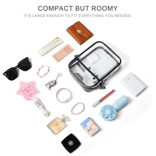 LATMAP 4 POCKETS Clear Bag For Stadium Approved Events Crossbody Messenger Concerts Purse Stadium Transparent Handbag For Women Men Black2 - Thumbnail 5
