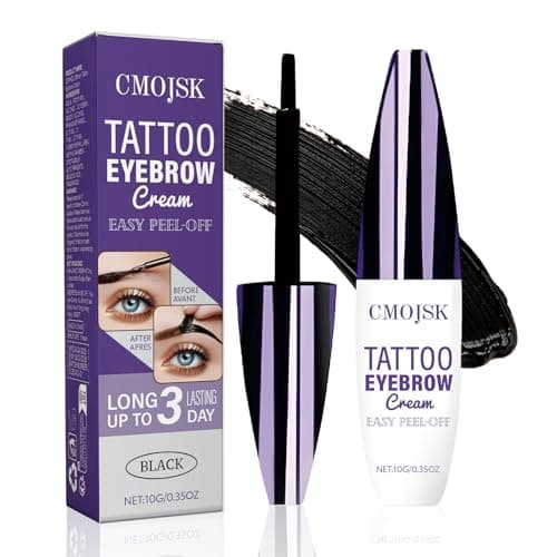 CMOJSK Tattoo Eyebrow Gel Easy Peel Off,Semi Permanent Eyebrow Gel,Eyebrows Tattooed Waterproof,Sweatproof,Eyebrow Stain,Natural-Looking, Long-Lasting,Black - Image 1