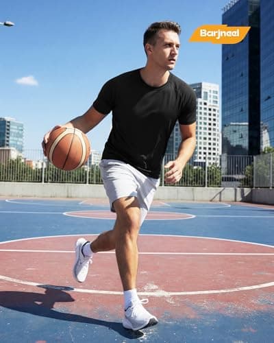 Barjneel 2 Pack Workout Shirts for Men - Black Casual Quick Dry Moisture Wicking Men's T-Shirts for Gym Running Athletic - Thumbnail 2