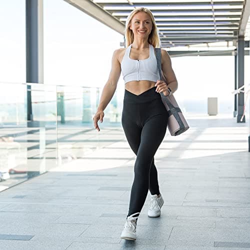 SINOPHANT High Waisted Leggings for Women - Full Length Capri Buttery Soft Yoga Pants for Workout Athletic(Black Cross Waist,S-M) - Thumbnail 5