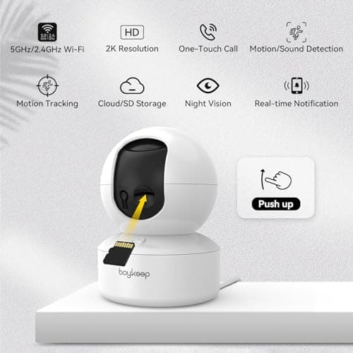 BoyKeep Indoor Camera - 2K Pet Camera, 5G/2.4GHz WiFi Cam for Baby Monitor with Phone App, 360° Pan & Tilt, 2-Way Audio, Color Night Vision, New for 2026 with 12s Free Cloud Storage - Thumbnail 6
