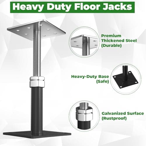 Aukivon 4PCS House Joist Jacks for Leveling, 11" - 16" Height Adjust Range, Adjustable House Floor Jacks for Lifting, Telescoping Screw Jacks for Temporary Support - 11000 lbs Max Load Capacity - Thumbnail 4