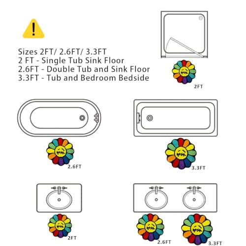 Shovagy Trippy Happy Face Rug Cool Rugs Tufted Quick Dry Bath Mats for Bathroom Non Slip Bath Mat Water Absorbent 3.3FT Rainbow Bathroom Rugs Halloween Gothic Ghost Skull Horror Decor Carpet - Thumbnail 2