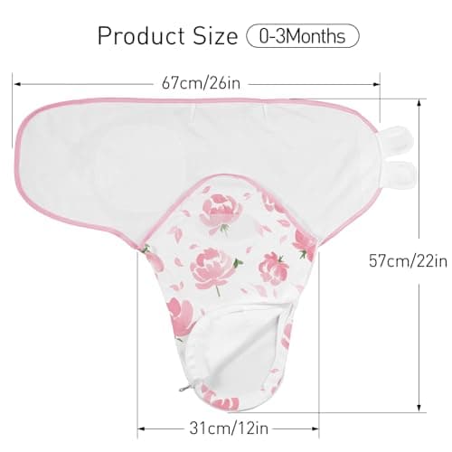 GLLQUEN BABY Baby Swaddle Sleep Sacks with Zipper - 3-Pack Newborn Swaddling Sack, Baby Swaddles Sleep Sack 0-3 Months,Pink Floral or Leaves, Swaddling Blankets 3 Pack Wrap Set, Easy Change Swaddle - Thumbnail 4