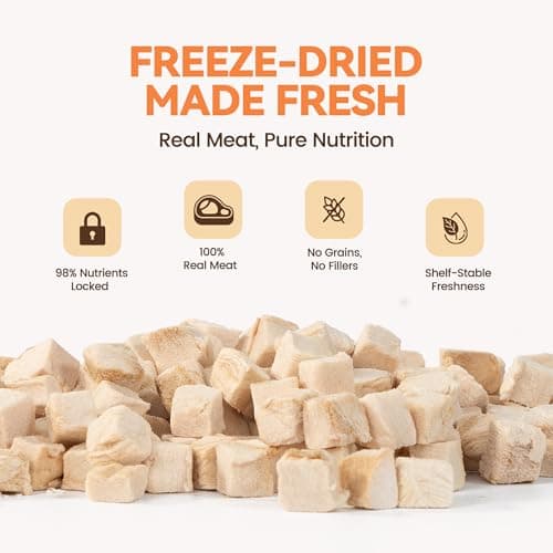 Heckin Yum Freeze Dried Chicken Cat & Dog Treats, Single Ingredient, Healthy Cat Snacks & Food Toppers for Picky Cats, 4 oz - Thumbnail 4
