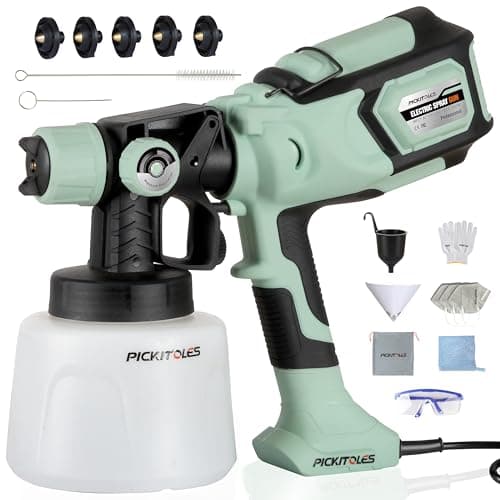 1000W HVLP Paint Sprayer High-Efficiency Electric Spray Gun with 6 Nozzles,Variable Patterns & Adjustable Flow, 47oz (1400ml) Detachable Container,Easy to Clean for Home Improvement Projects Avocado - Image 1