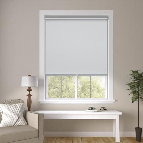 Changshade Blackout Roller Shades for Windows，Noise Reducing Thermal Insulated Pull Down Window Blinds, Cordless Free-Stop Shade，Easy Install UV Protection Fabric Blind for Bedroom,White,29"W x 72"H - Thumbnail 2