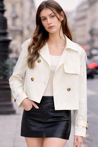 Orolay Womens Short Trench Jackets Casual Double Breasted Cropped Blazer Jacket for Spring Summer - Thumbnail 3