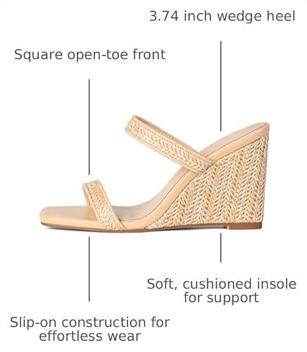 EQAUDES Women Espadrilles Wedges Raffia Beach Sandals Summer Wedge Slides - Thumbnail 3