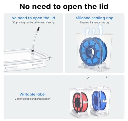Qacoczme 3D Printing Filament Storage Box with air-Tight connectors and Filament Spool Holders - Filament Dry Box for Filaments Sealing and Protection with Desiccant & Label (5.8L,4Pack) - Thumbnail 3
