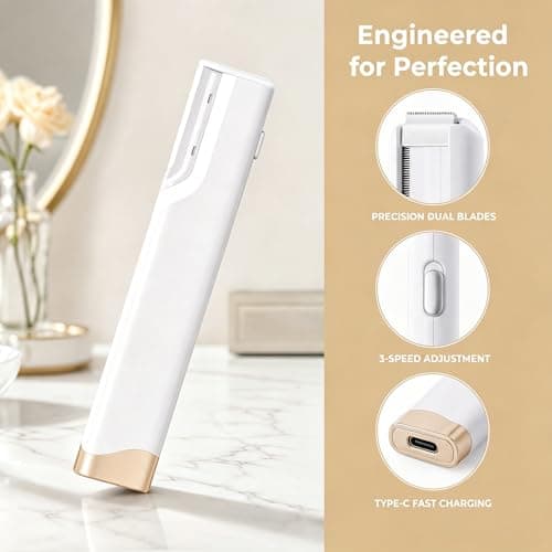 Sonic Dermaplaning Tool for Face, Painless Facial Hair Remover with LED Light, Eyebrow & Peach Fuzz Trimmer for Women, Rechargeable Shaver for Upper Lip, Chin & Sensitive Skin - Thumbnail 3