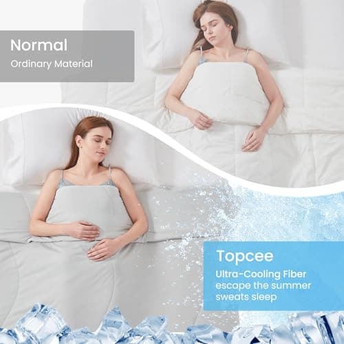 Topcee Cooling Comforter 60"x90"-Cooling Blanket Everlasting Cold Touch for Hot Sleepers-Q-max 0.35 Double-Sided Lightweight Design Summer Ice Blanket for Night Sweats-Grey Twin - Thumbnail 4