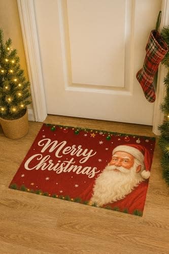 Carastora Santa Claus Pattern Christmas Decorative Doormat, Anti-Fatigue Mat - 20x31 in, Suitable for Indoor and Outdoor Porch Decoration, Housewarming, and Holiday Gifting. Non-Slip and Durable. - Thumbnail 5