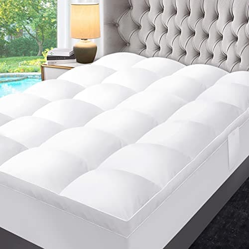ABENE Mattress Topper for Back Pain Relief, Extra Thick Mattress Pad Pillowtop, Soft Mattress Protector Cover with 8"-21" Deep Pocket (Pure White, Twin, Feather Down) - Image 1