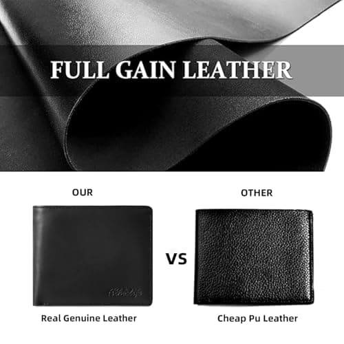 HiChiclife Wallet for Men, Genuine Slim Bifold Wallet for Men with Secure RFID Protection, Features an ID Window, Coin Pocket - Thumbnail 5