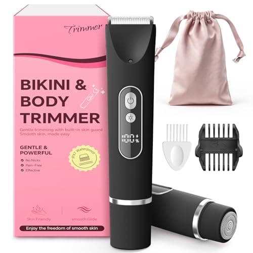 CoolHair Bikini Trimmer for Women, Smooth Electric Razor for Sensitive Skin, IPX7 Waterproof Wet & Dry Cordless Body Shaver for Bikini Area, Pubic Hair, Face, Underarms & Legs (Black） - Image 1