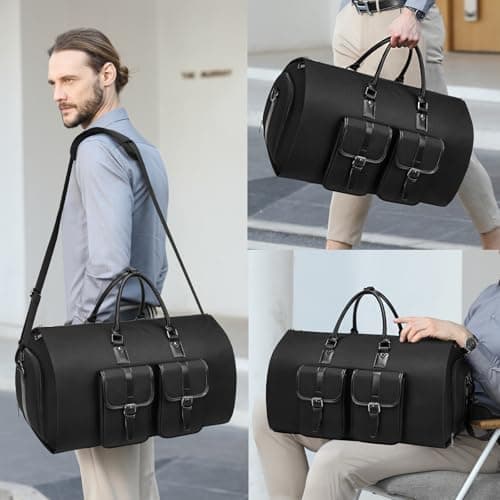 Carry-On Garment Bag for Travel, Convertible Duffel Bag for Men - 2 in 1 Large Luggage Dress Bag with Shoe Pouch - Thumbnail 6