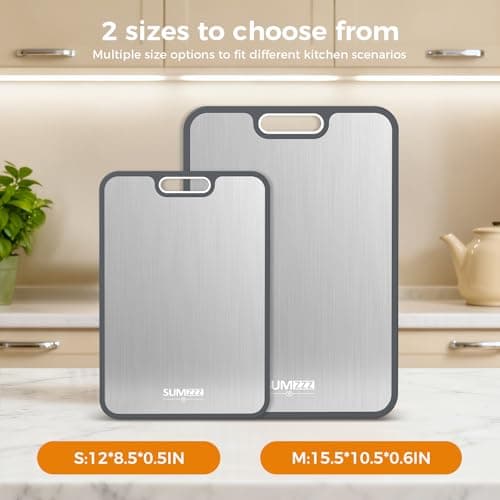 Titanium Cutting Board Double Sided Food Grade, Pure Titanium/PP for Kitchen, Cutting Board Easy to Clean[15.5”*10.5”+12”*8.5”] - Thumbnail 5