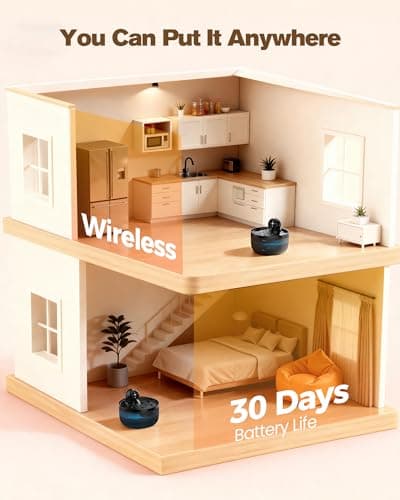 Cat Water Fountain Wireless Cordless: Cat Fountain for Drinking Battery Operated - 88oz/2.6L Black Pet Water Fountain Rechargeable - Quiet Cats Water Bowl Dispenser with Motion Sensor - Small Animals - Thumbnail 2