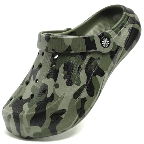 JOYFULTYKES Kids Boys Girls Classic Camo Beach Clogs | Lightweight Water Sandals - Quick-Dry Non-Slip Light and Durable （Little Kid/Big Kid） Size 5 Big Kid Green Camo - Image 1