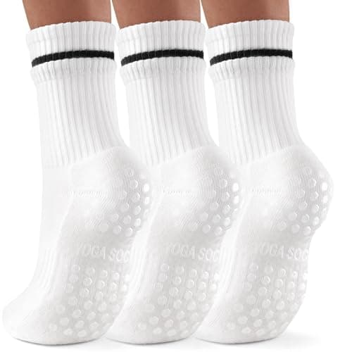 LETSHAKE Grippy Socks Woman, Pilates Socks Non Slip, Grip Socks Pilates for Yoga Ballet Workout Hospital White - Image 1