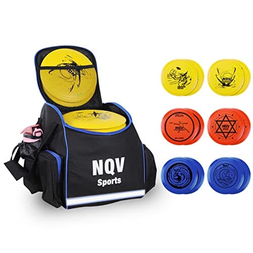 NQV Disc Golf Set with Backpack,Disc Golf Beginner Set,12 Pack Flying Discs with Putters Drivers Mid Ranges+1 Blue Disc Golf Bag Fluorescent Portable Outdoor Indoor