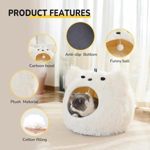 CATISM Cat Bed, Cat Beds for Indoor Cats, Cats Bed Cave for Indoor, Cozy Hooded Beds with Soft Cushion, Removable Washable - Thumbnail 2