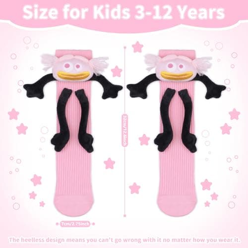Crazy Socks for Kids - Magnetic Holding Hands 3D Monster Socks Silly Wacky Funny White Elephant Gifts for Kids and Toddler - Thumbnail 5