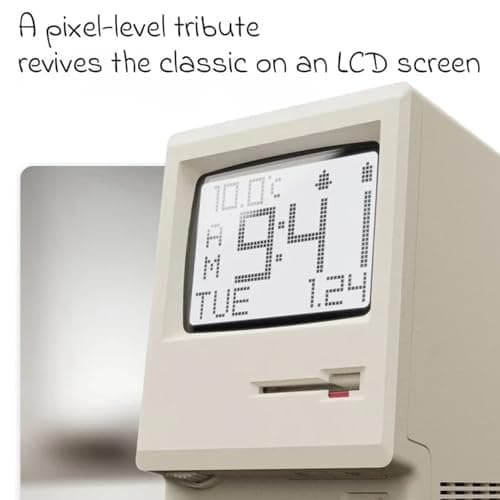 GIISSMO Maclock WB-8 Retro Pixel Alarm Clock, 1984 Computer Style Electronic Digital Clock, USB Desk Clock for Bedroom, Multiple Alarms, Calendar, Temperature, Adjustable Brightness - Thumbnail 5