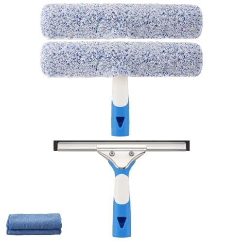 Mitclear Professional Window Cleaning Kit 10IN, Windows Cleaner Tool with Silicone Squeegee, Microfiber Scrubber & Cloth, Window Washing Equipment or Home Shower Glass Doors Car Windshield - Image 1