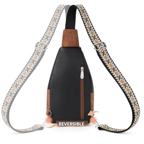 BOSTANTEN Sling Bag for Women Leather Crossbody Bag Vintage Cross Body Purse for Travel with Guitar Strap, Bohemian Style - Thumbnail 6