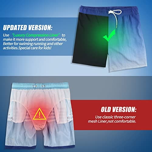Mens Short Swim Trunks,Men Bathing Suit with No Chafed Liner Quick Dry(Blue Green,Medium) - Thumbnail 3